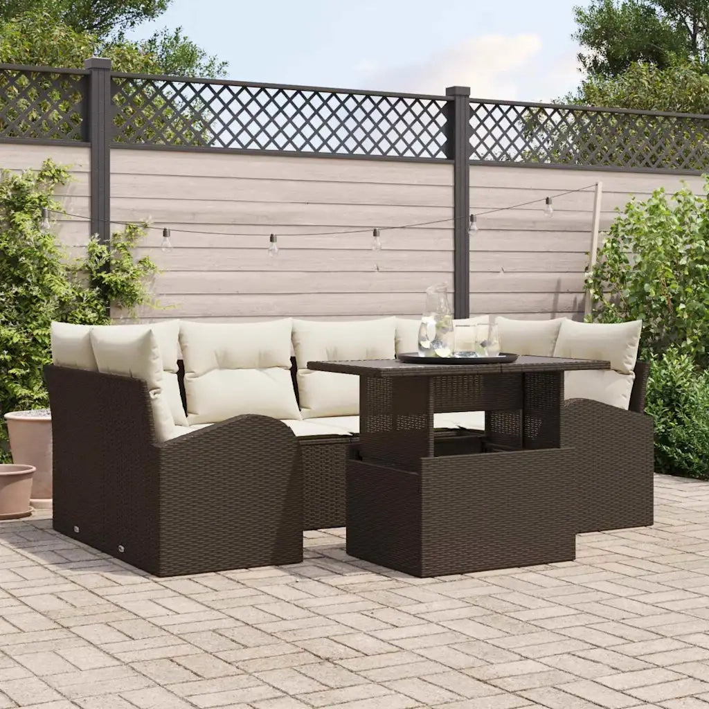 Set Divano da Giardino 7 pcs Marrone Rattan in Polipropilene 3357311