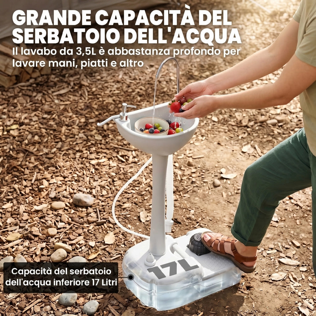 Lavabo Portatile con Ruote ¨C Minimal ¨C Grigio 51x33.5x103 cm