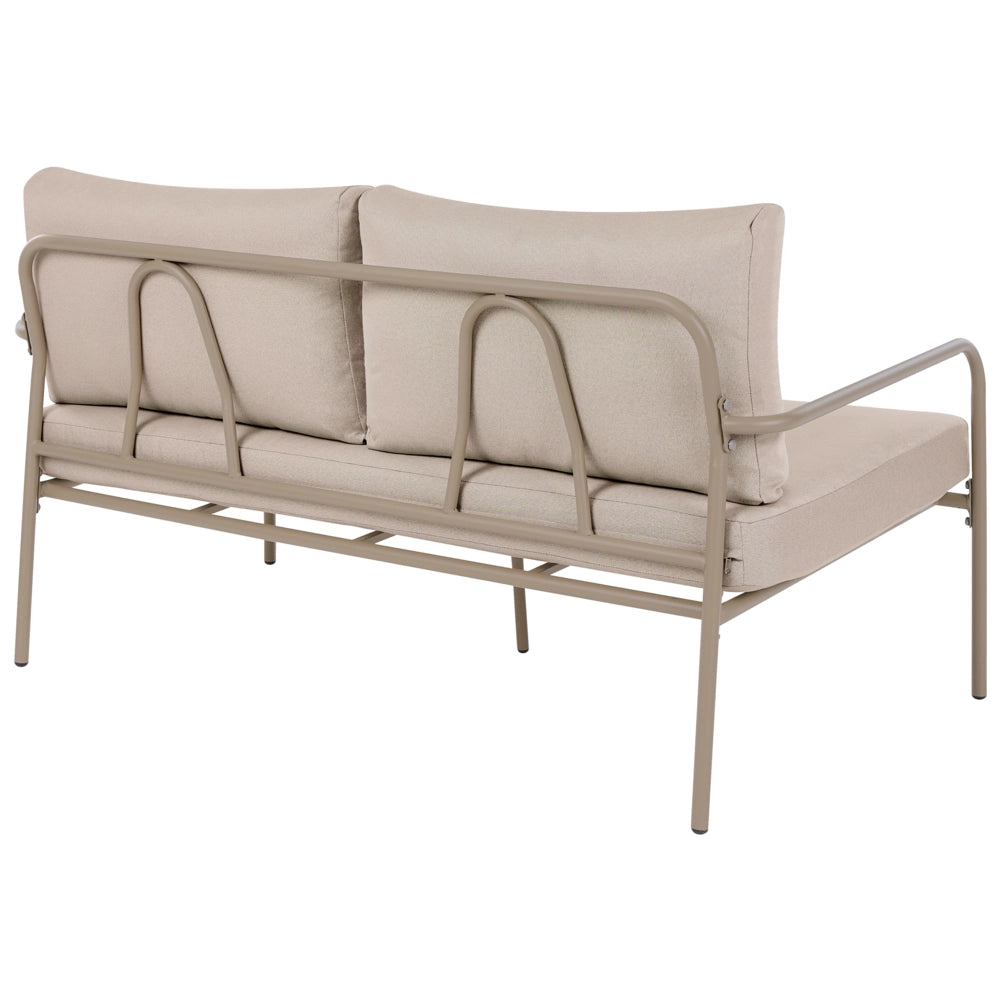 Set da giardino a 4 posti con struttura in acciaio e cuscini sfoderabili beige chiaro stile moderno