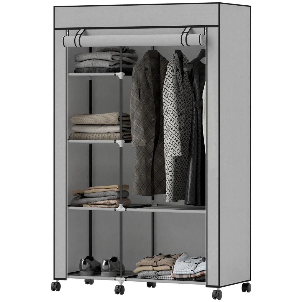 Armadio scorrevole con appendiabiti e ripiani ¨C Minimal ¨C grigio 103x43x162,5cm