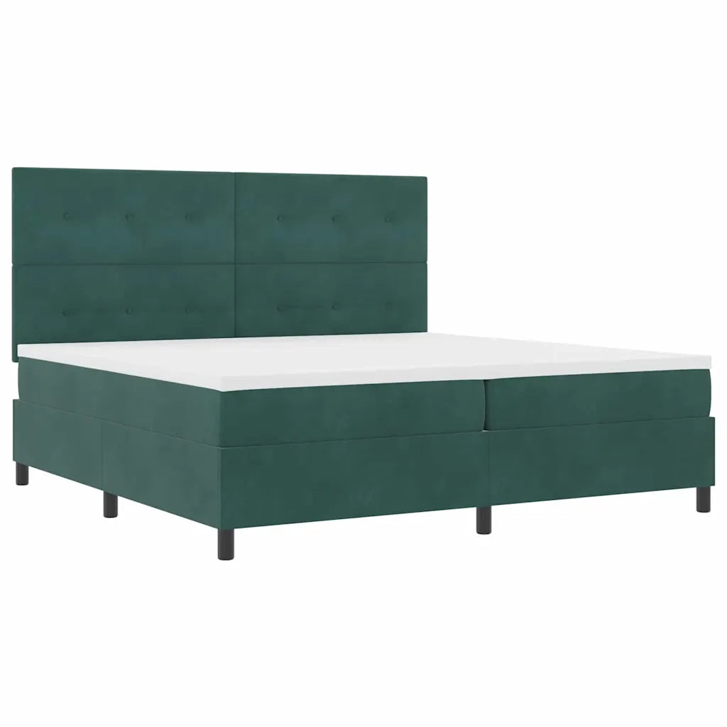 Letto a molle con materasso Verde Scuro 200 x 200 cm Velluto 3339857