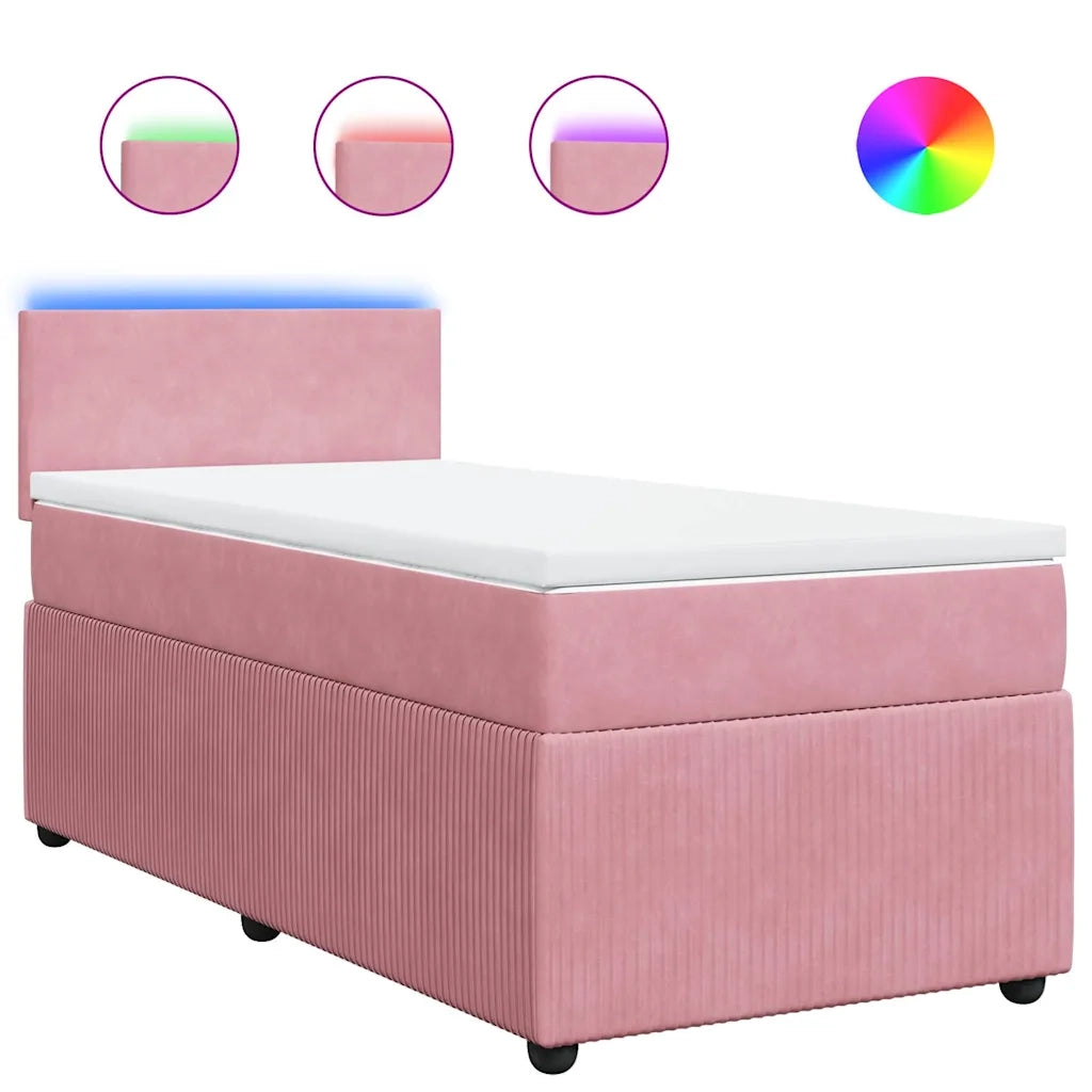 Giroletto a Molle con Materasso Rosa 80x200 cm in Velluto