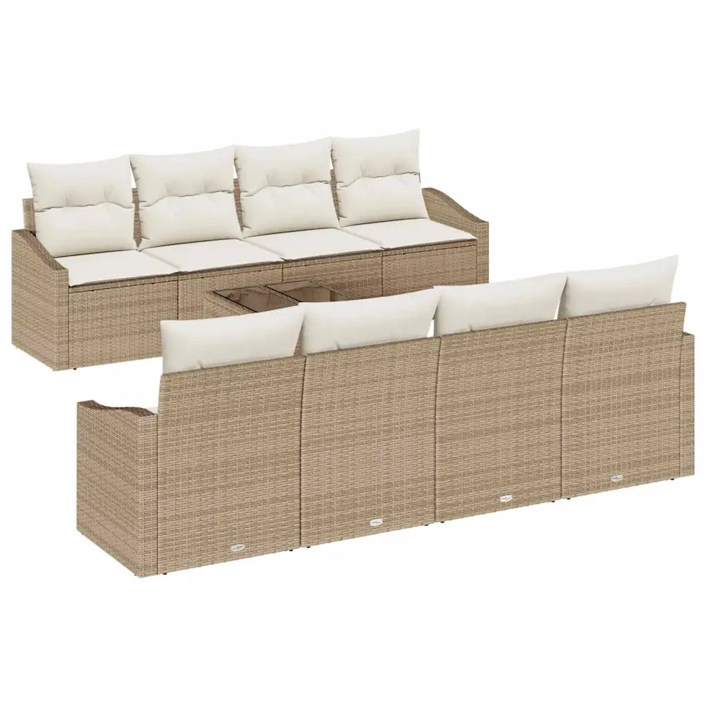 Set di divani con cuscino 7 pcs Beige e Crema polyrattan