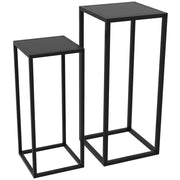Set di 2 supporti per piante, sgabelli per piante con gambe in acciaio, design scandinavo, supporti per fiori da giardino e balcone, neri