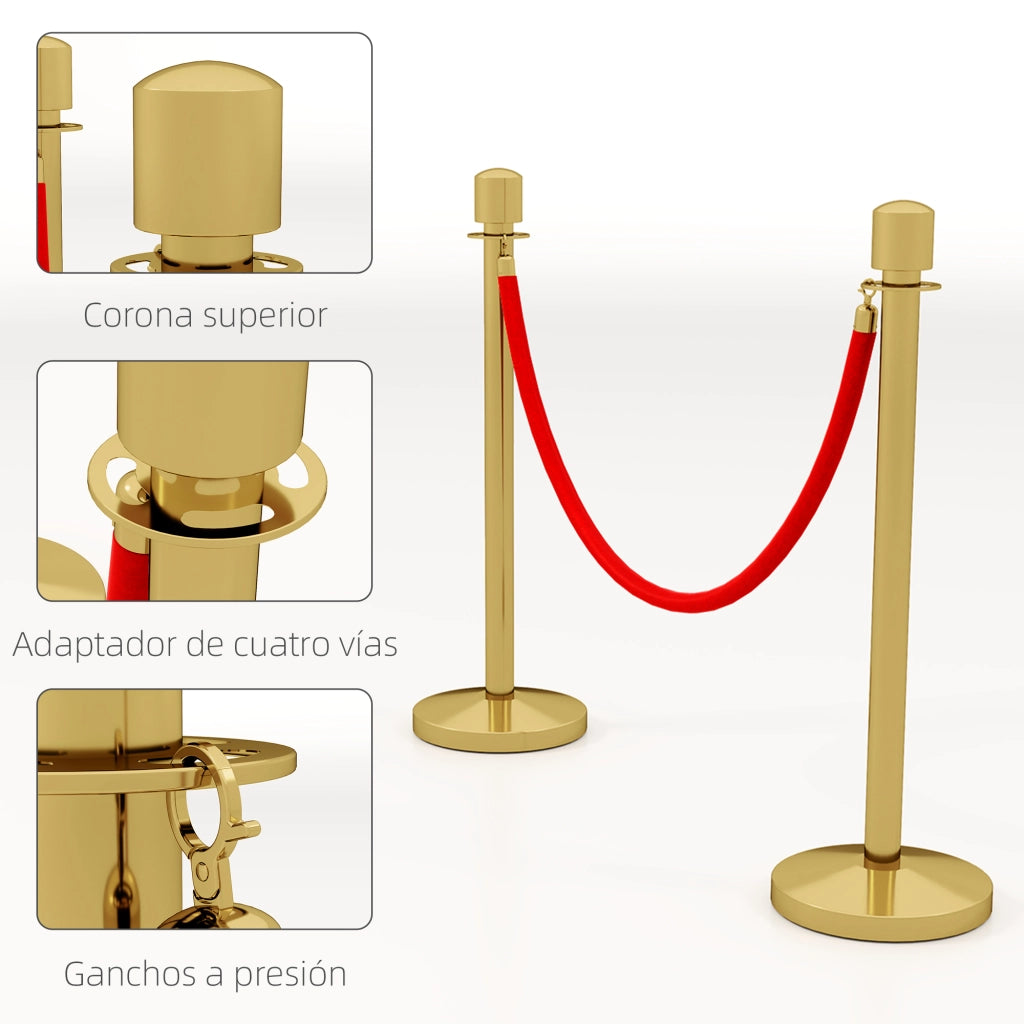 Separatori per ambienti ¨C Minimal ¨C Acciaio inox con base dorata e corda rossa
