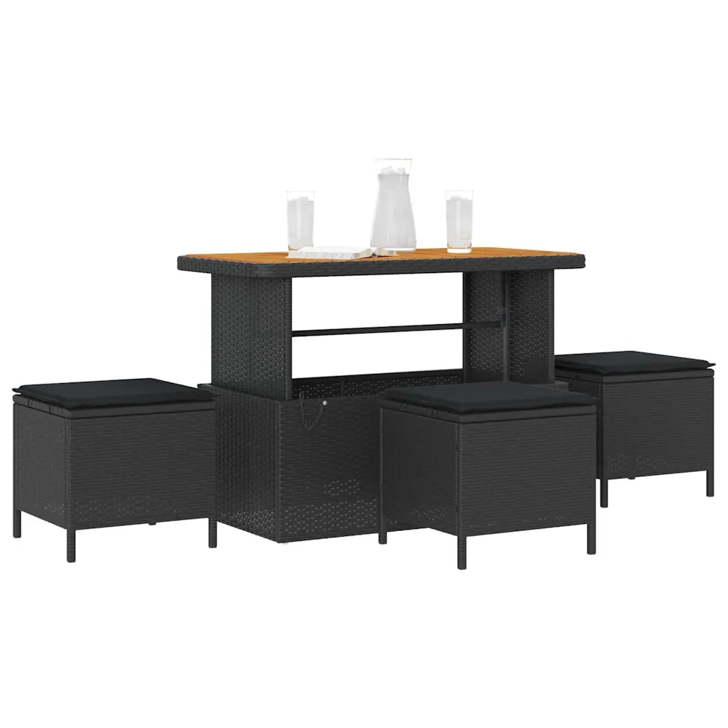 Set da Pranzo per Giardino Nero polyrattan 42007921