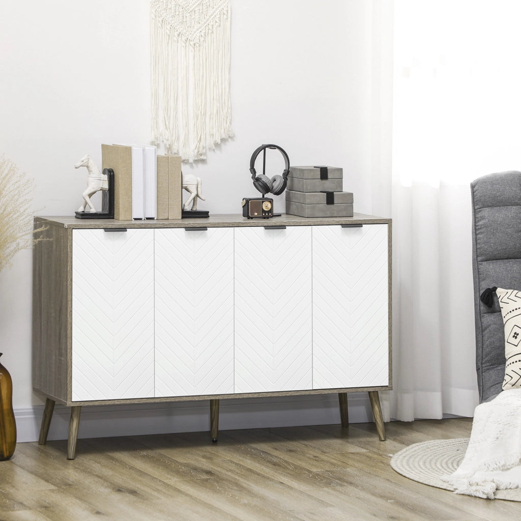 Credenza Buffet 4 Ante ¨C Xylo ¨C Bianco e Grigio 120x35x77cm