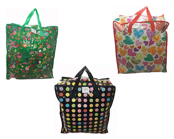 Borsa per la spesa shopping riutilizzabile con cerniera stampata 55 cm