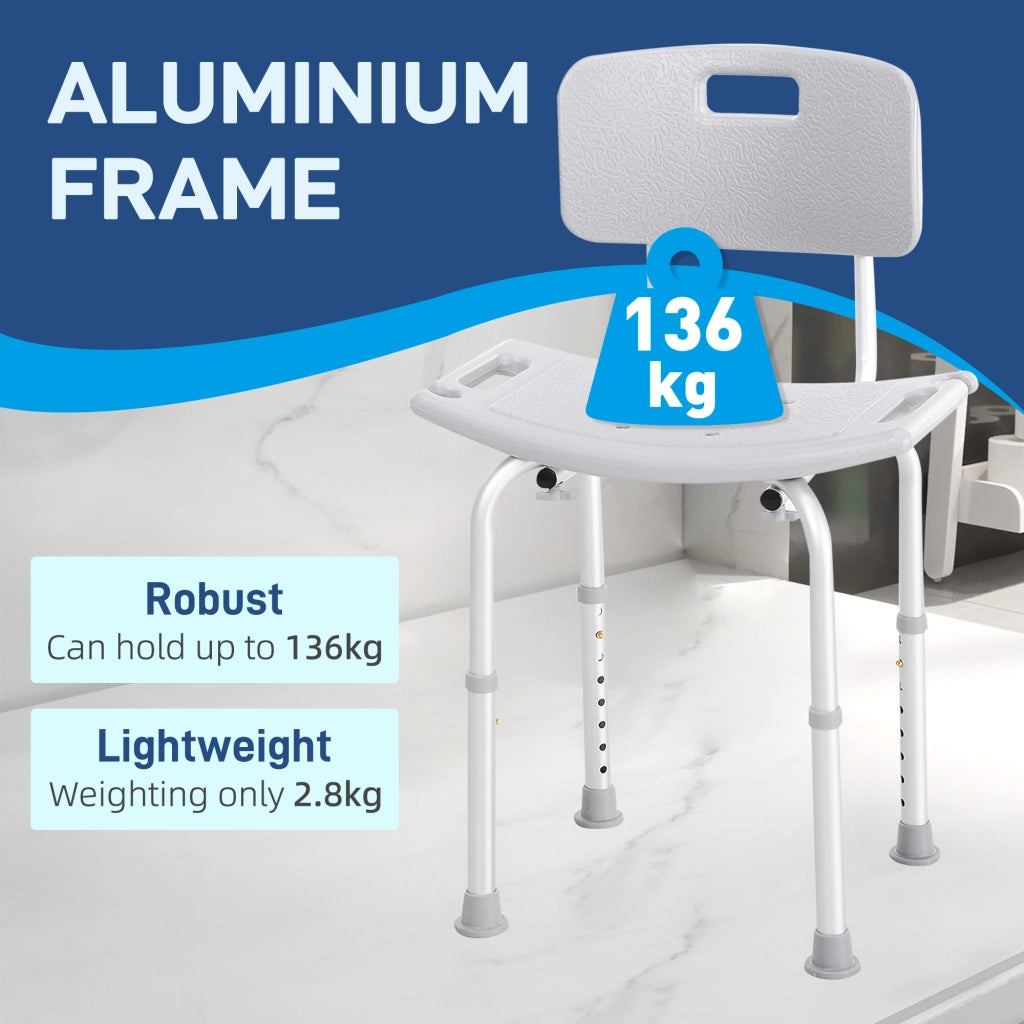 Sedia da Doccia per Bagno in Alluminio e Plastica ¨C Minimal ¨C Altezza Regolabile 71-88cm