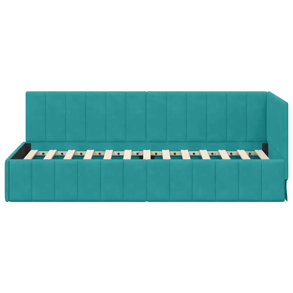 Cornice del letto ad angolo Turchese 80 cm x 200 cm Velluto 42016295