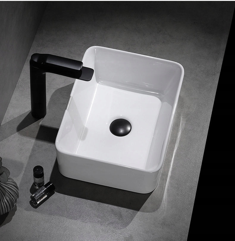 Lavabo da appoggio in ceramica, bianco, rettangolare, 49x38 cm