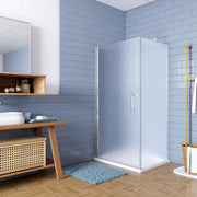 195cm Box Doccia Angolare Irreversibile Porta Battente con Lato Fisso 80x70cm Vetro Satinato 6mm Anticalcare Barra 90 cm