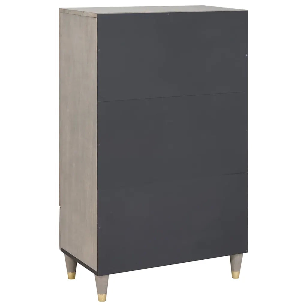 Credenza Grigio e Oro 60 x 33 x 100 cm Legno di mango massello 4018802