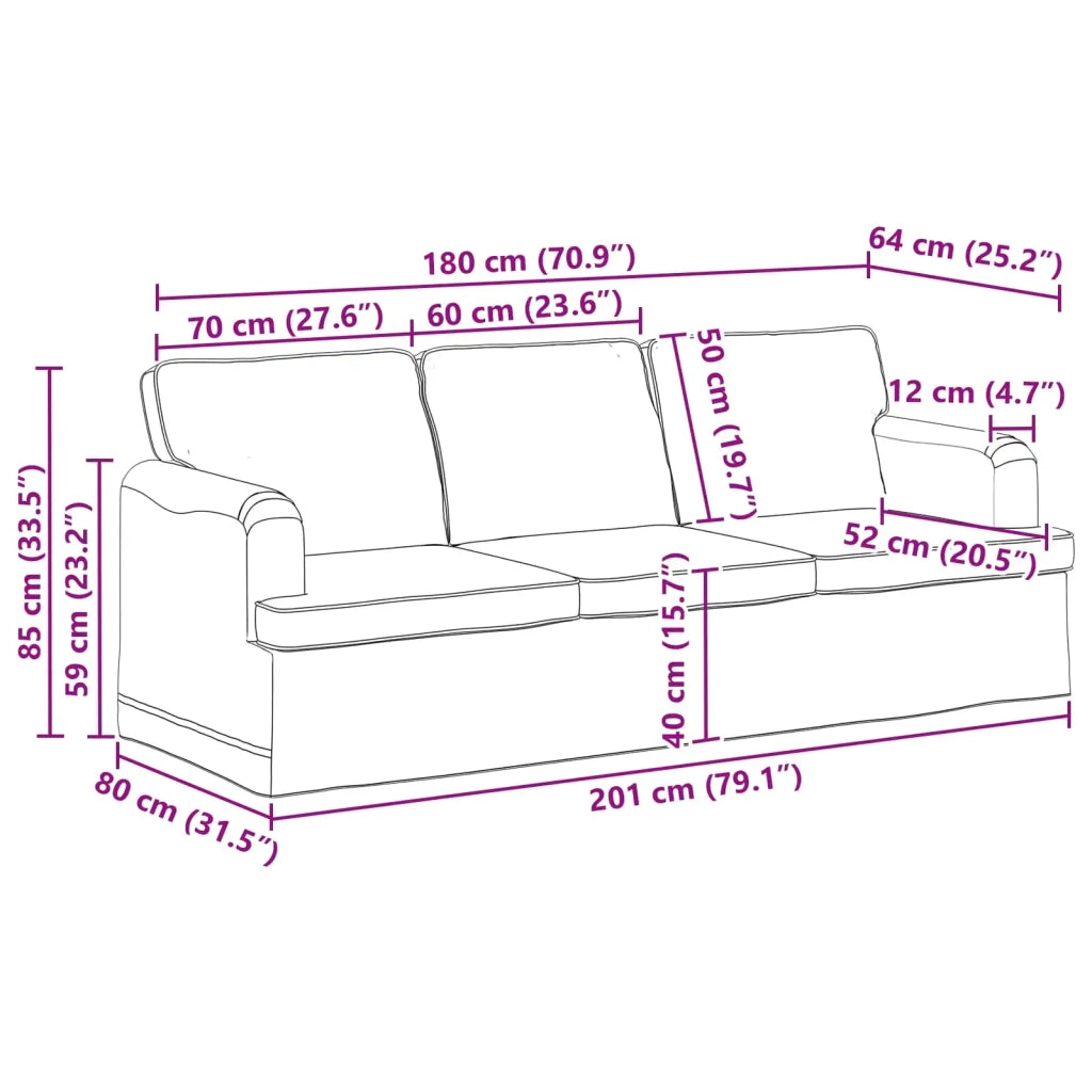 Divano Blu 201 x 80 x 85 cm Tessuto 42024503