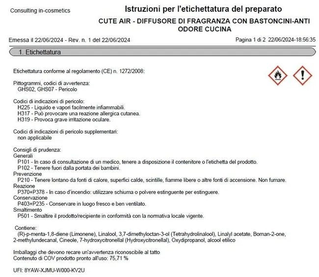 DIFFUSORE ANTIODORE CUCINA LAVANDA E EUCALIPTO 125 ML CUTE AIR GEA PRO