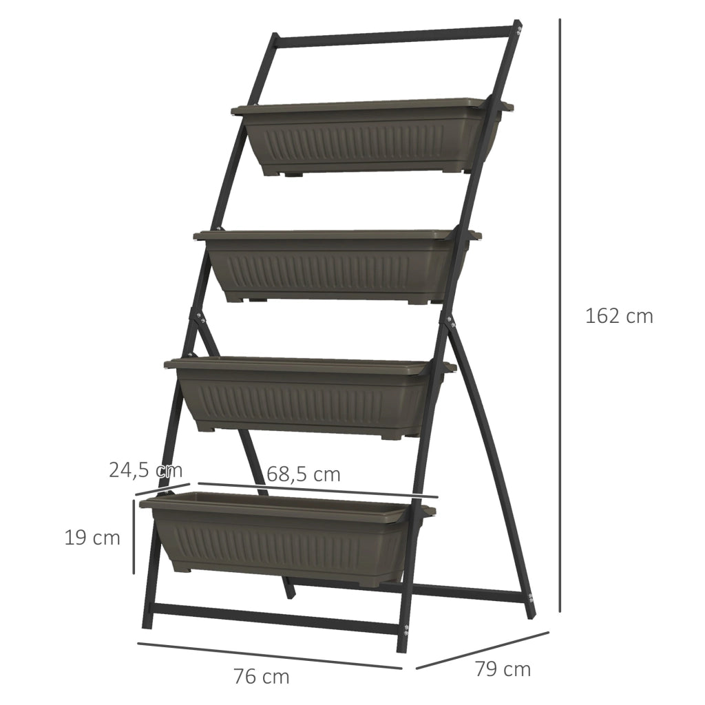 PORTAVASI A 4 RIPIANI 76x79x162 cm Acciaio Marrone