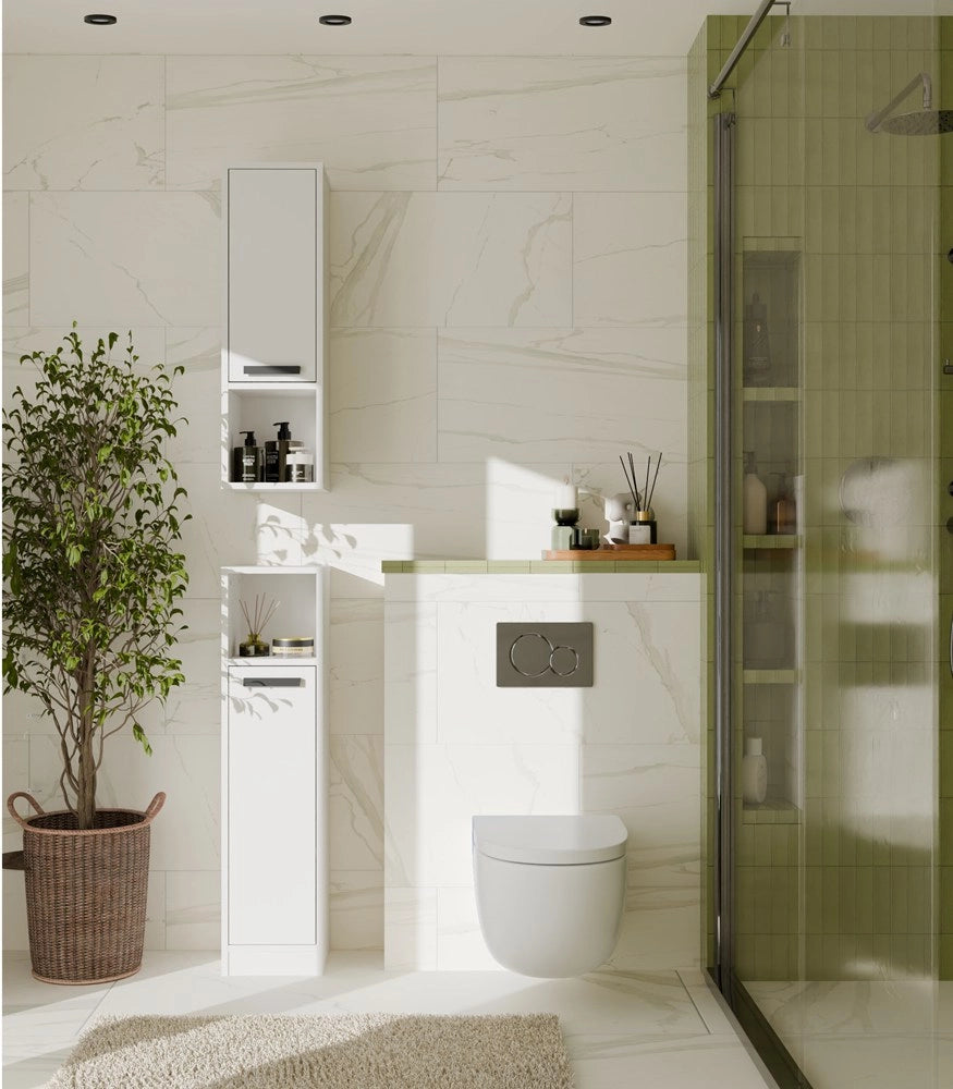 Mobile bagno MEXY 1d colonna scaffale 1 ante 4 ripiani da terra bianco