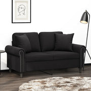 Divano a 2 Posti con Cuscini-Sofa 2 Posti con Cuscini Nero 120 cm in Velluto 976691