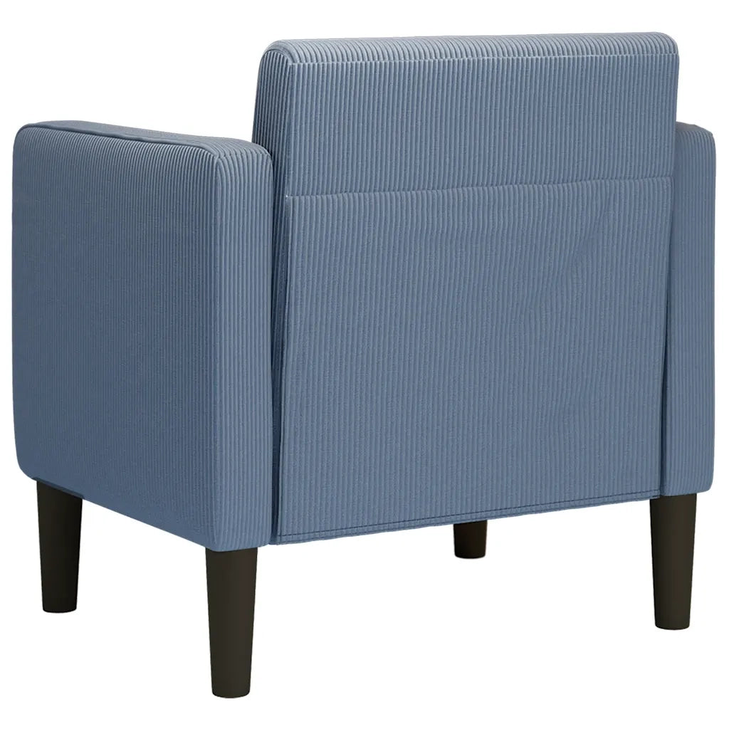 Divano Sedia con Braccioli-Poltrona-Sofa Relax Blu 54 cm Tessuto di velluto a coste