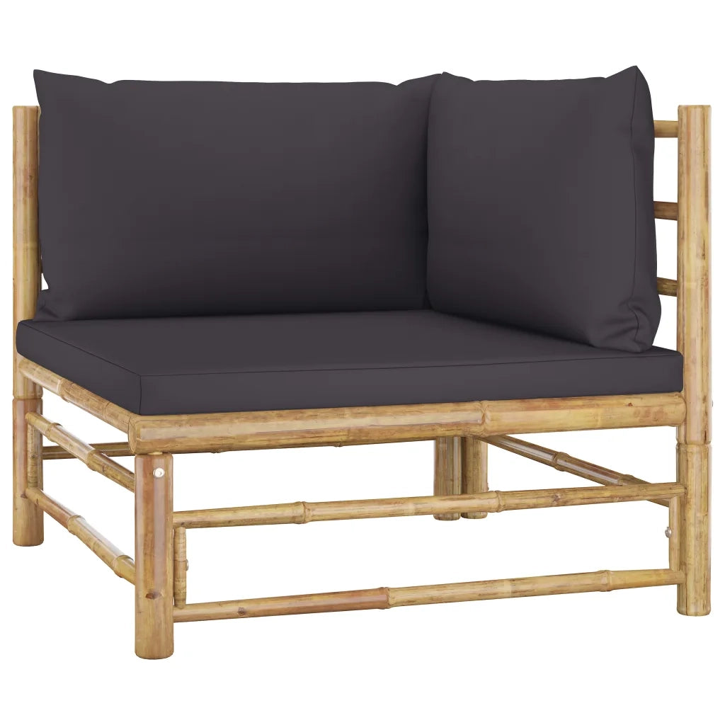 Set Divani da Giardino 6 pz con Cuscini Grigio Scuro in Bambù 3058240