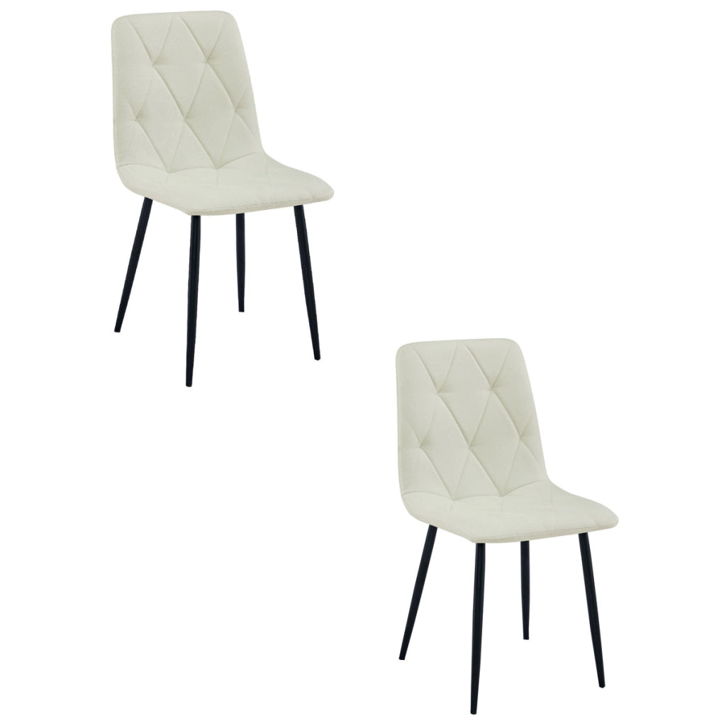 Set di 2 sedie Libra in tessuto beige e gambe nere