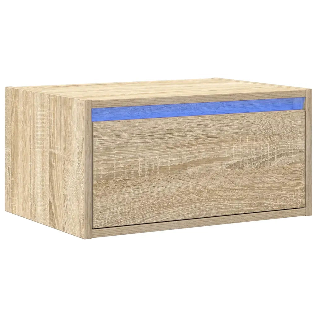 Comodino a Parete con luci LED Rovere Sonoma 860215