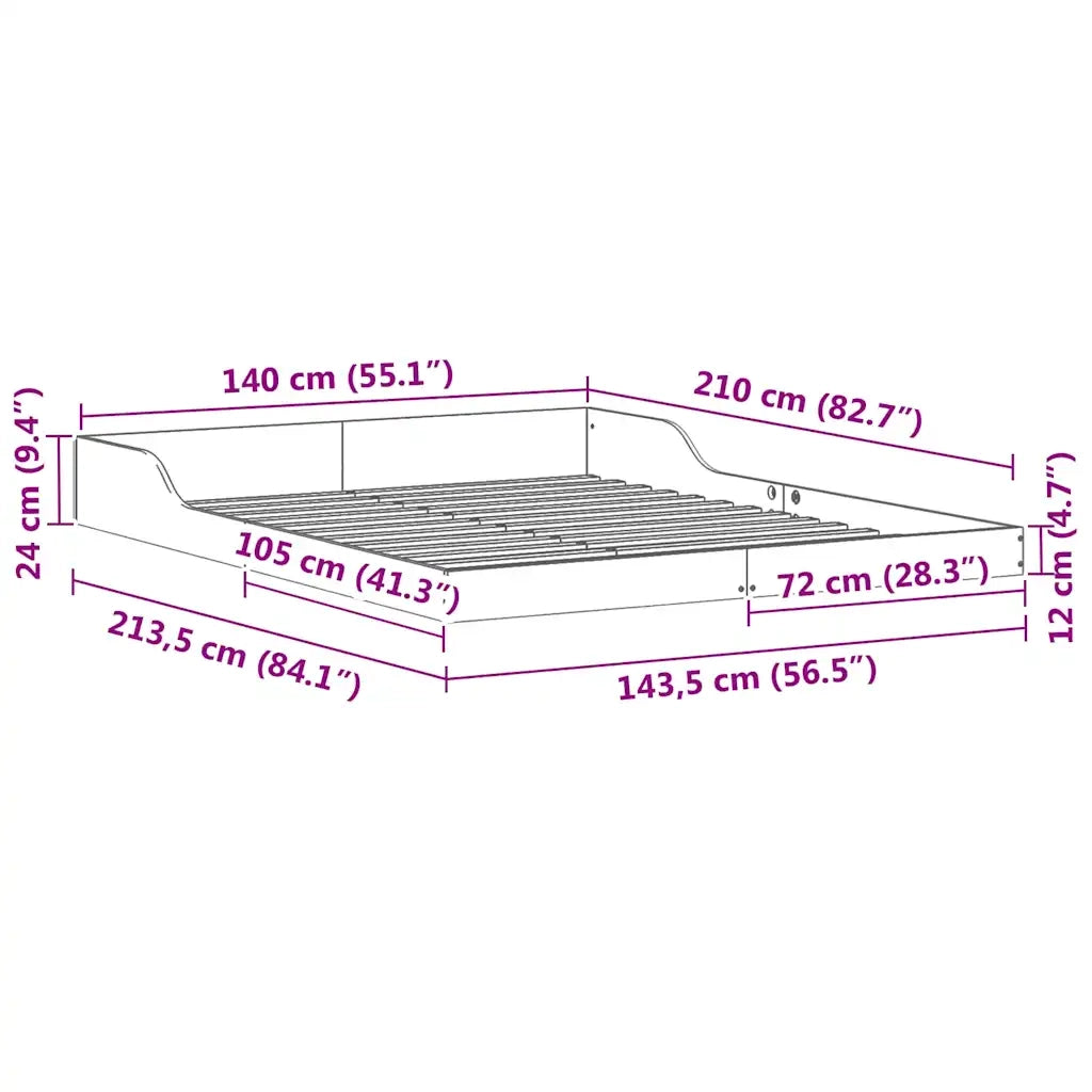 Struttura del letto Marrone cerato 140 x 210 cm Pino massello 873354