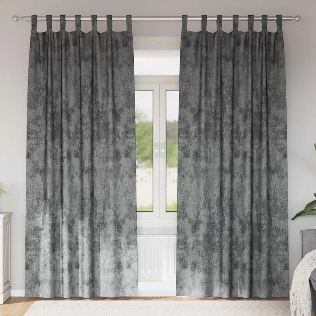 Tende in Velluto con tende 2 pcs Grigio 260 x 140 cm Velluto 4107727