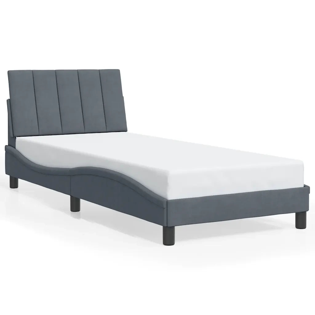 Giroletto senza Materasso Hanko Grigio Scuro 80x200 cm Velluto 3207814