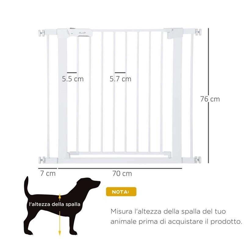 CANCELLETTO DI SICUREZZA PER CANI, FISSAGGIO A PRESSIONE LARGHEZZA REGOLABILE 75-96CM