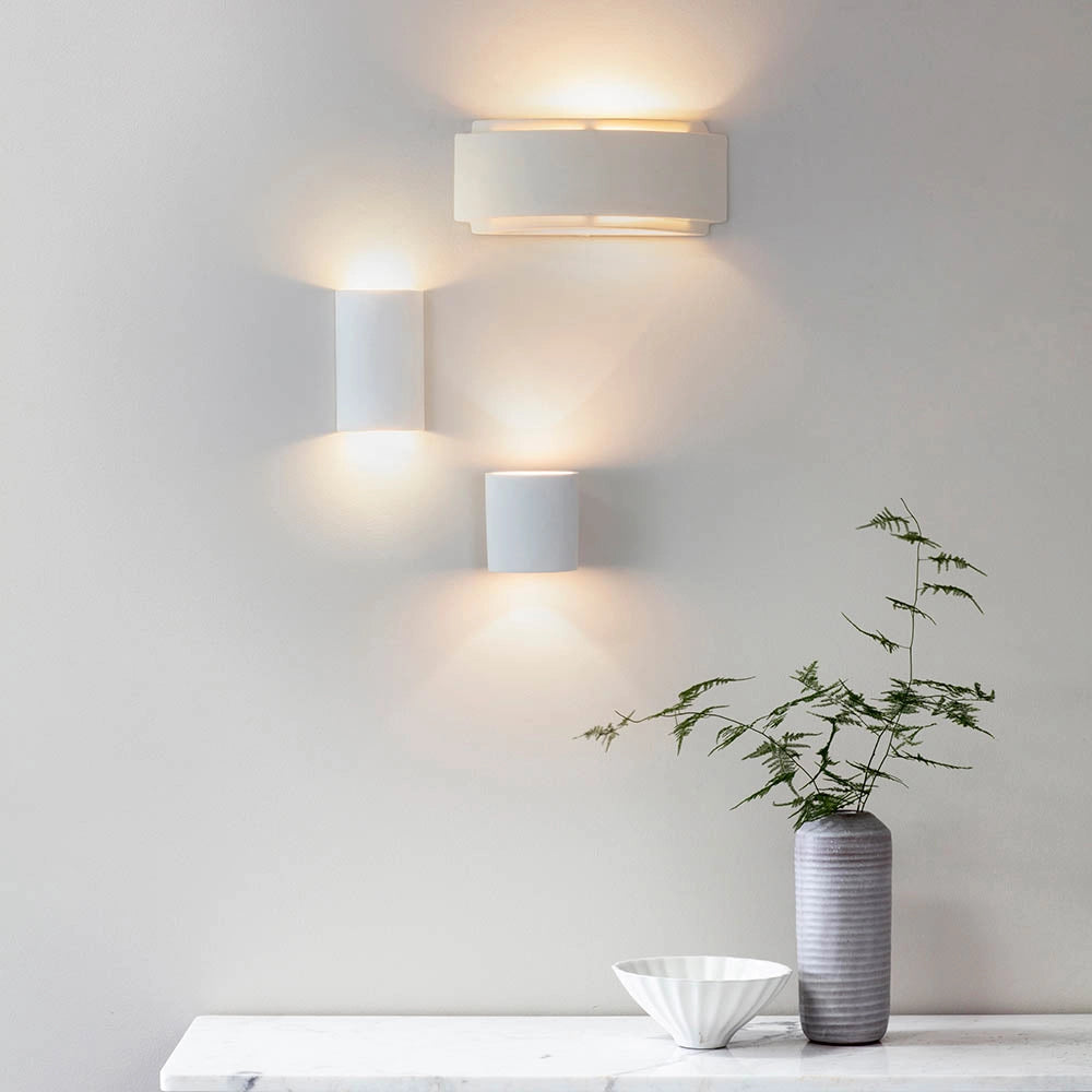 Applique moderna ad arco ceramica bianca E14 Endon Gianna