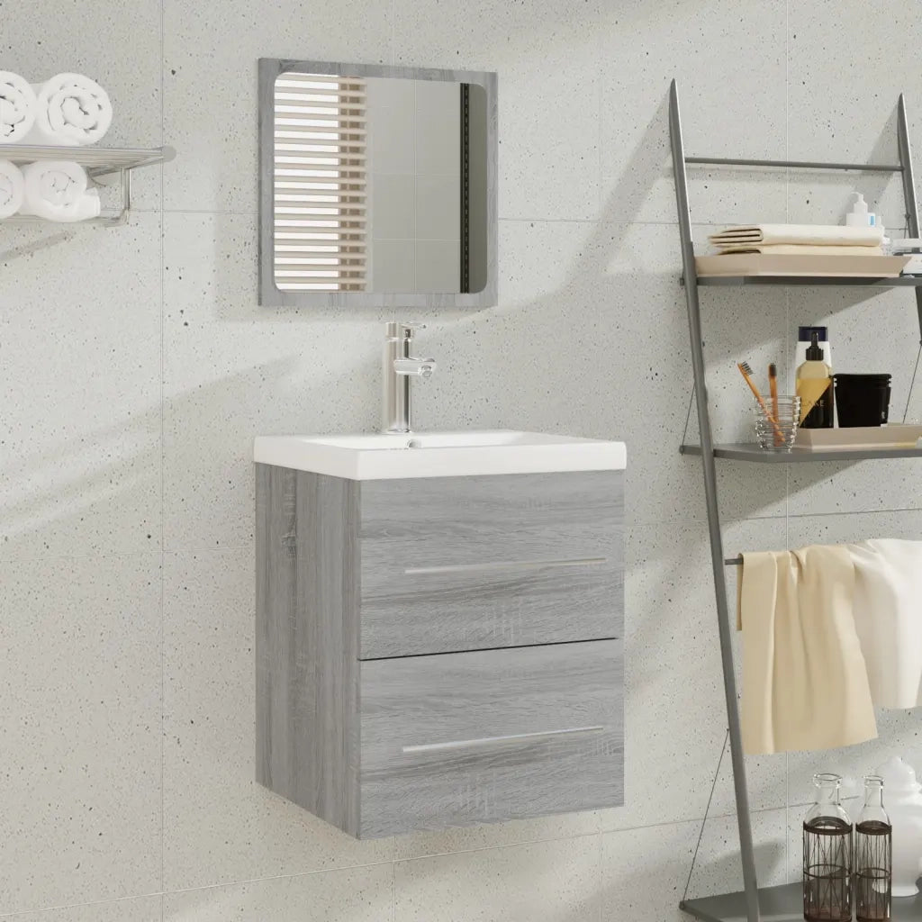 Mobile Bagno e Lavabo | Armadio Lavabo Integrato Grigio Sonoma Legno Multistrato