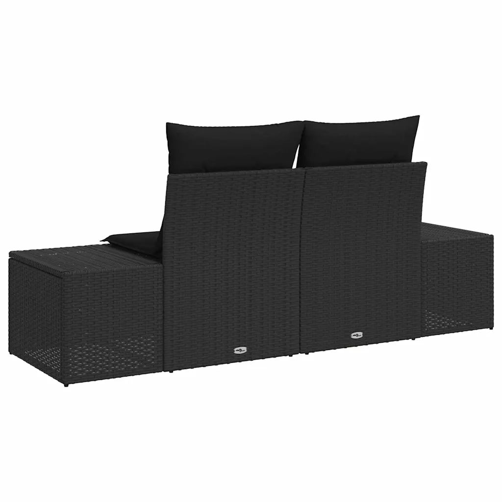 Divano da giardino con cuscino Nero 184 x 62 x 69 cm polyrattan 42006801