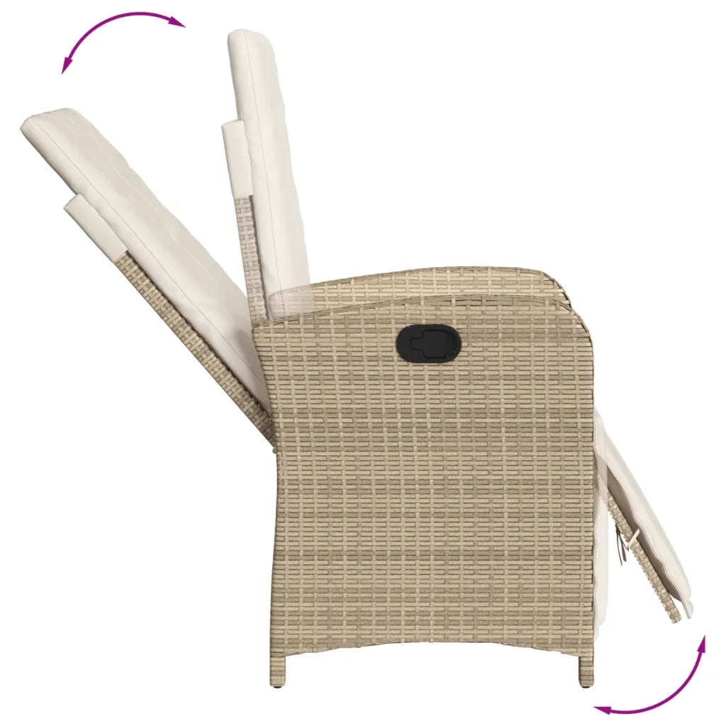 Set da Pranzo da Giardino 7 pz con Cuscini Beige in Polyrattan