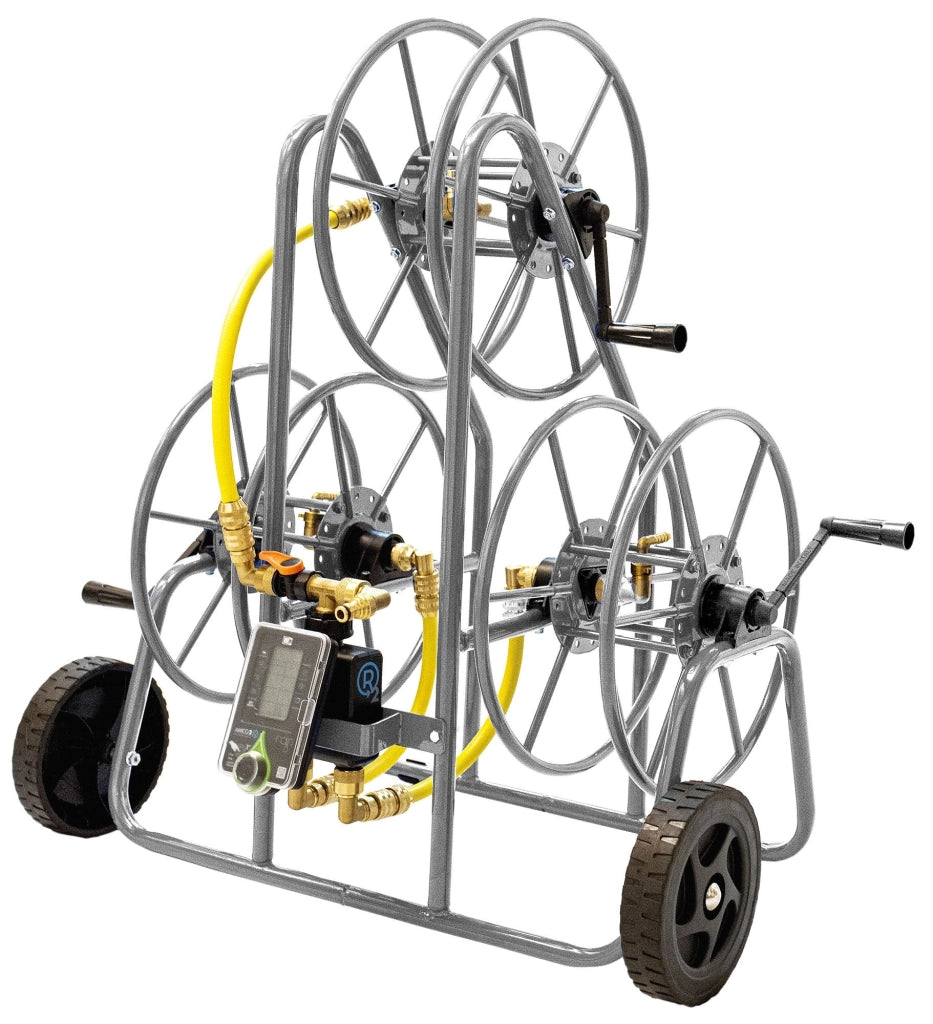 Carrello Avvolgitubo Tripo Manuale Programmabile 3x25 mt in Acciaio Grigio