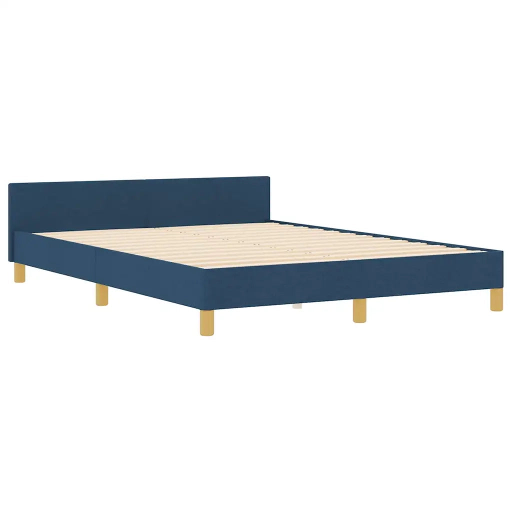 Letto matrimoniale | Letto per adulti | Struttura del letto con testiera Blu 140 x 200 cm Tessuto