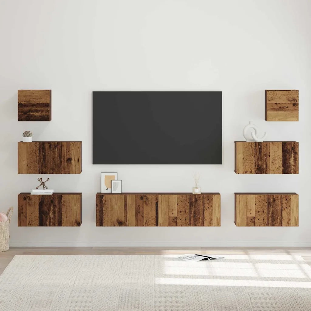 Set mobile TV 8 pcs Legno vecchio Legno multistrato 3393153