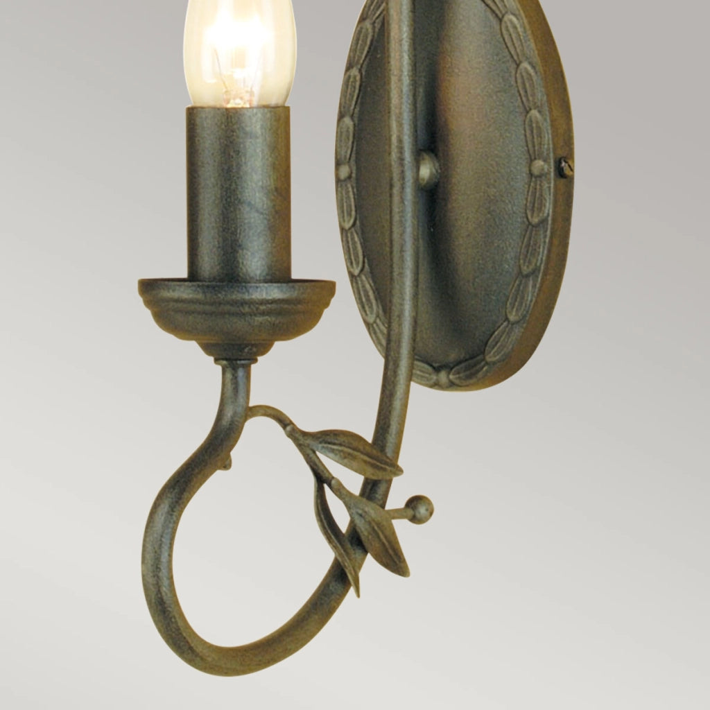 Applique Olivia foglie d’ulivo nero oro 1xE14 Elstead
