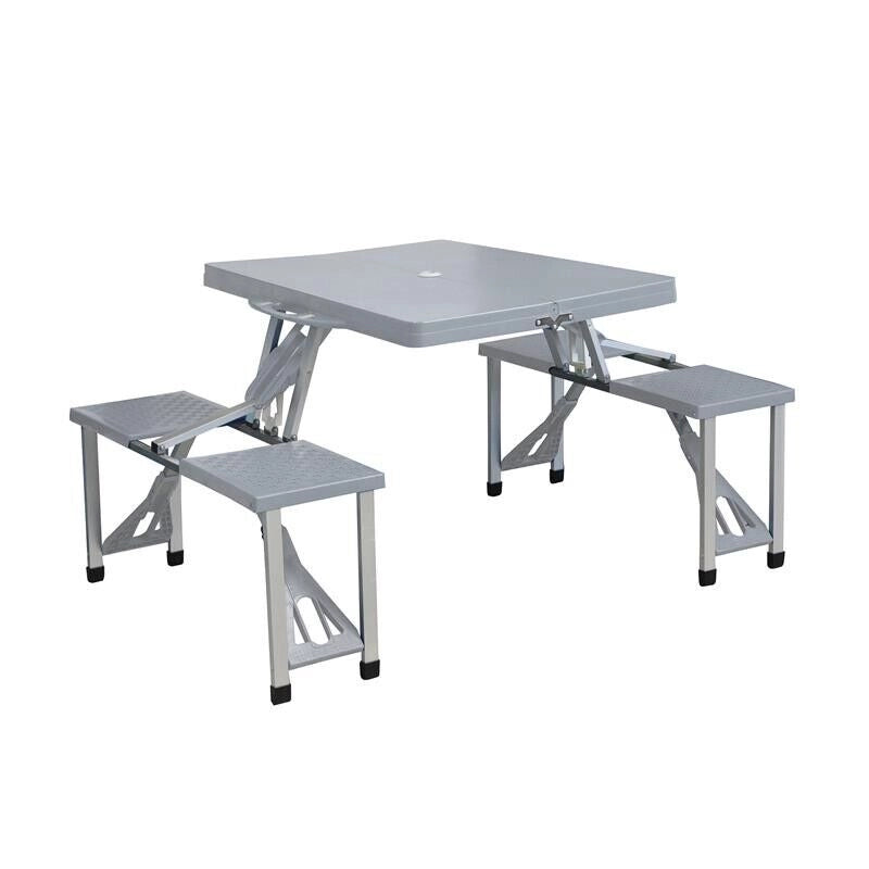 SET TAVOLO PIEGHEVOLE CON 4 SGABELLI IN COLORE GRIGIO