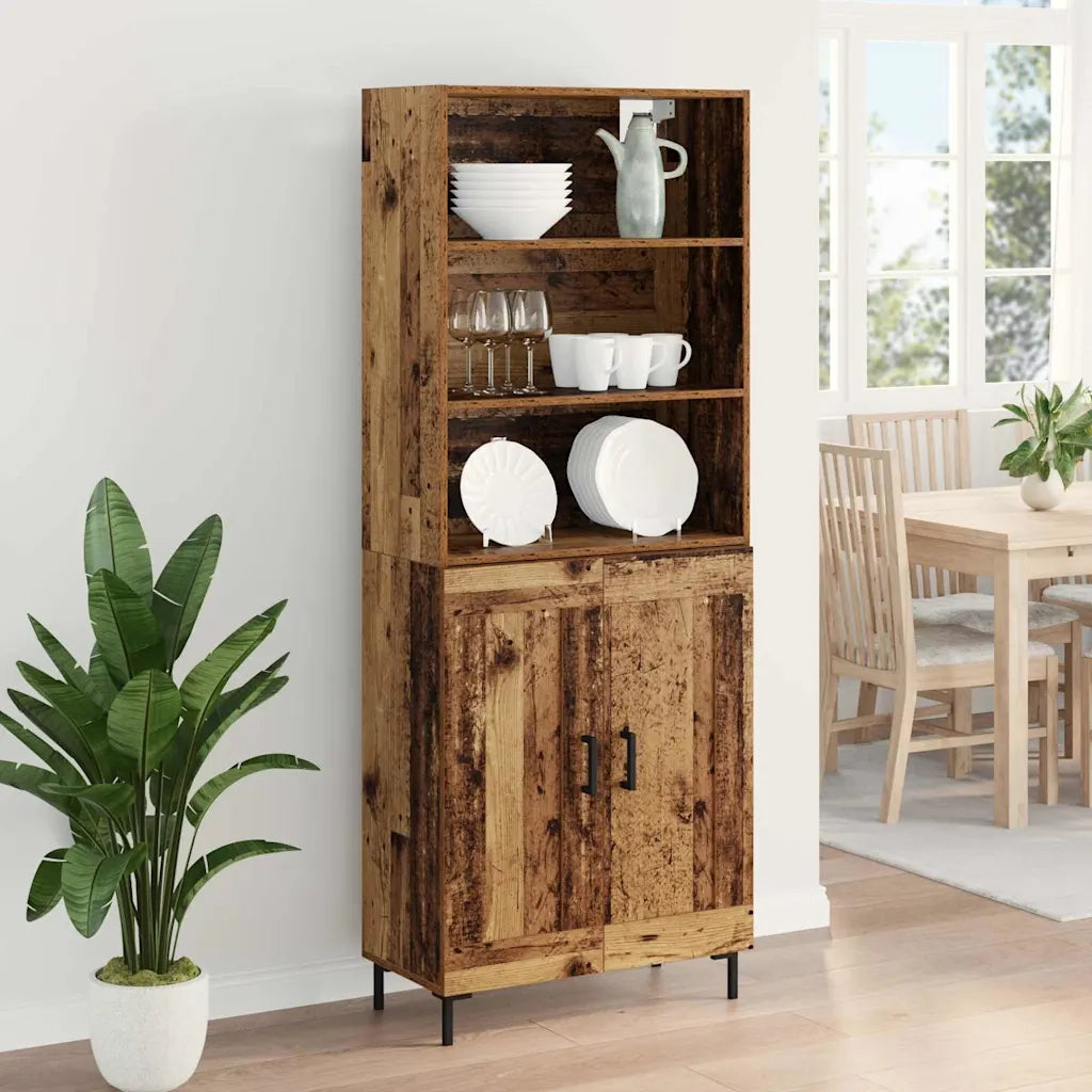 Credenza | Madia | Buffet da pranzo | Armadio da pranzo Legno vecchio 69,5 x 34 x 180 cm Legno multistrato