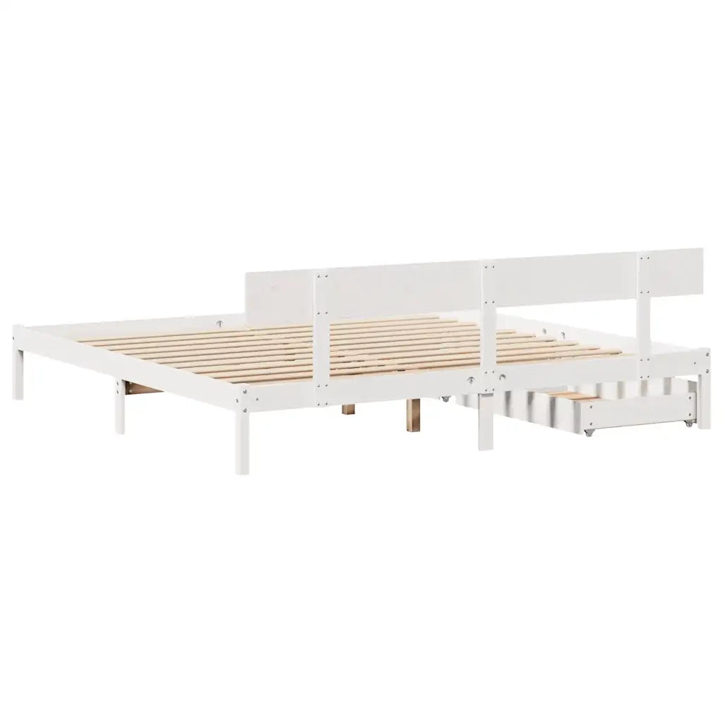 Letto senza Materasso-Struttura Letto Bianco 180x200 cm Legno Massello di Pino 479407