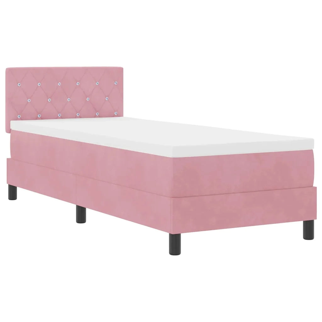 Letto a molle con materasso Rosa 80 x 200 cm Velluto 3339073