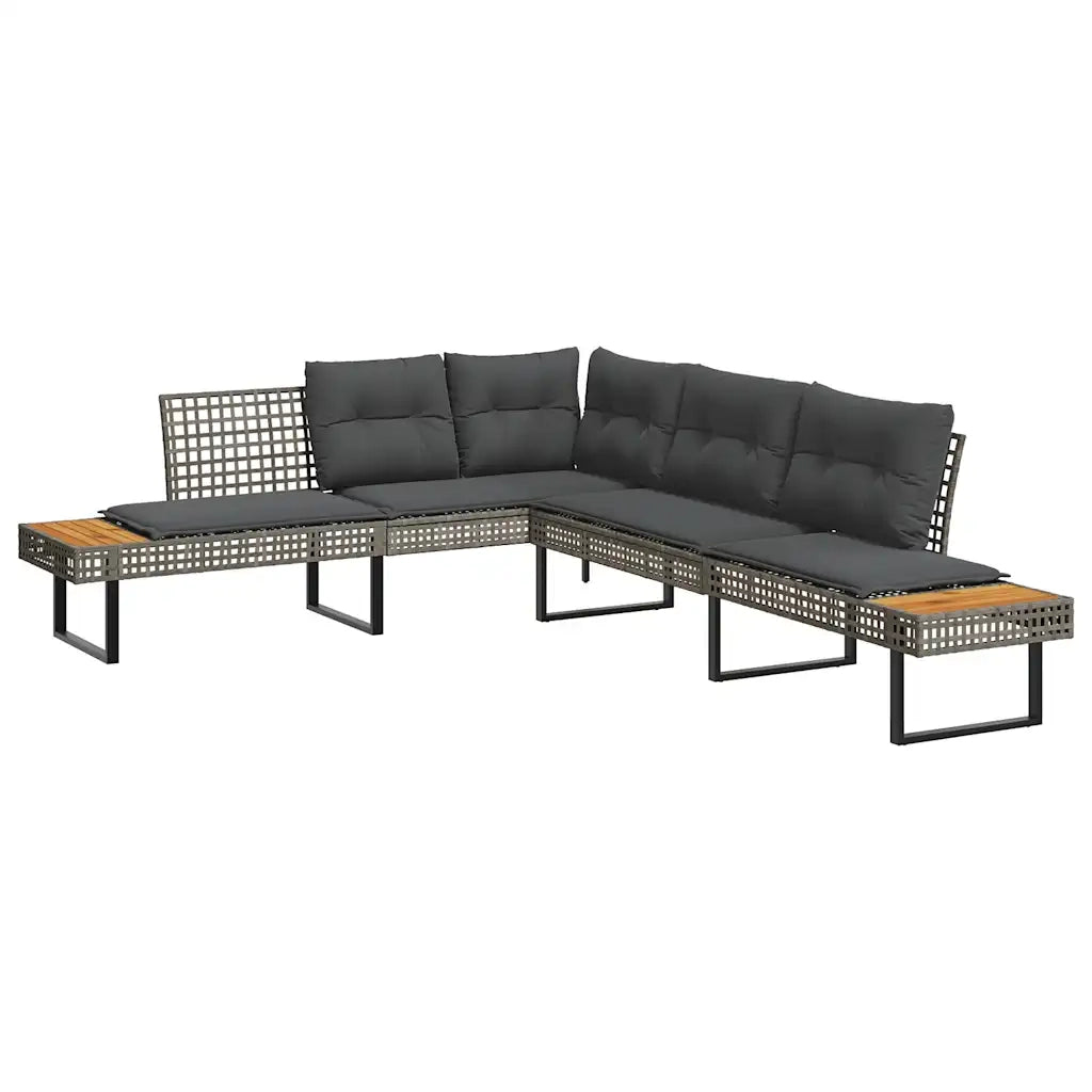 Set Divani da Giardino 2 pz con Cuscini Grigio Polyrattan Vetro 3277496