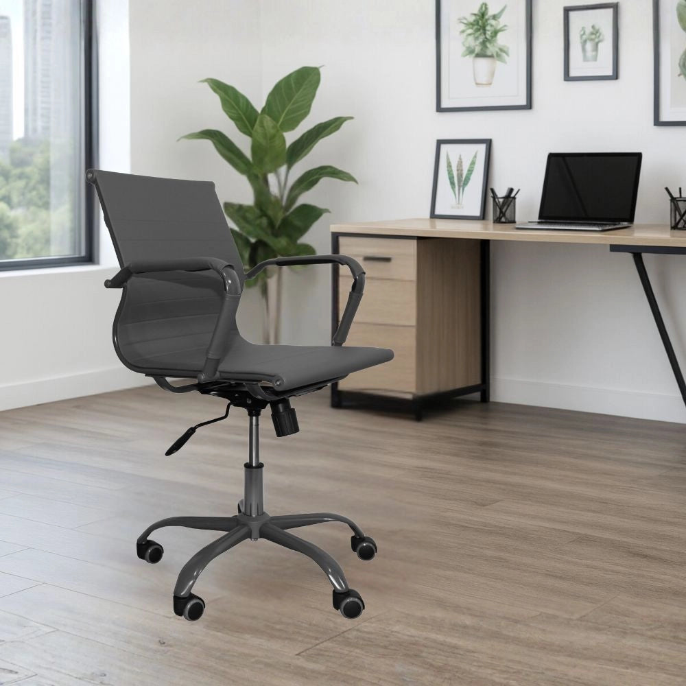 Poltrona da ufficio Nuvia con schienale ergonomico e ruote colore grigio H91