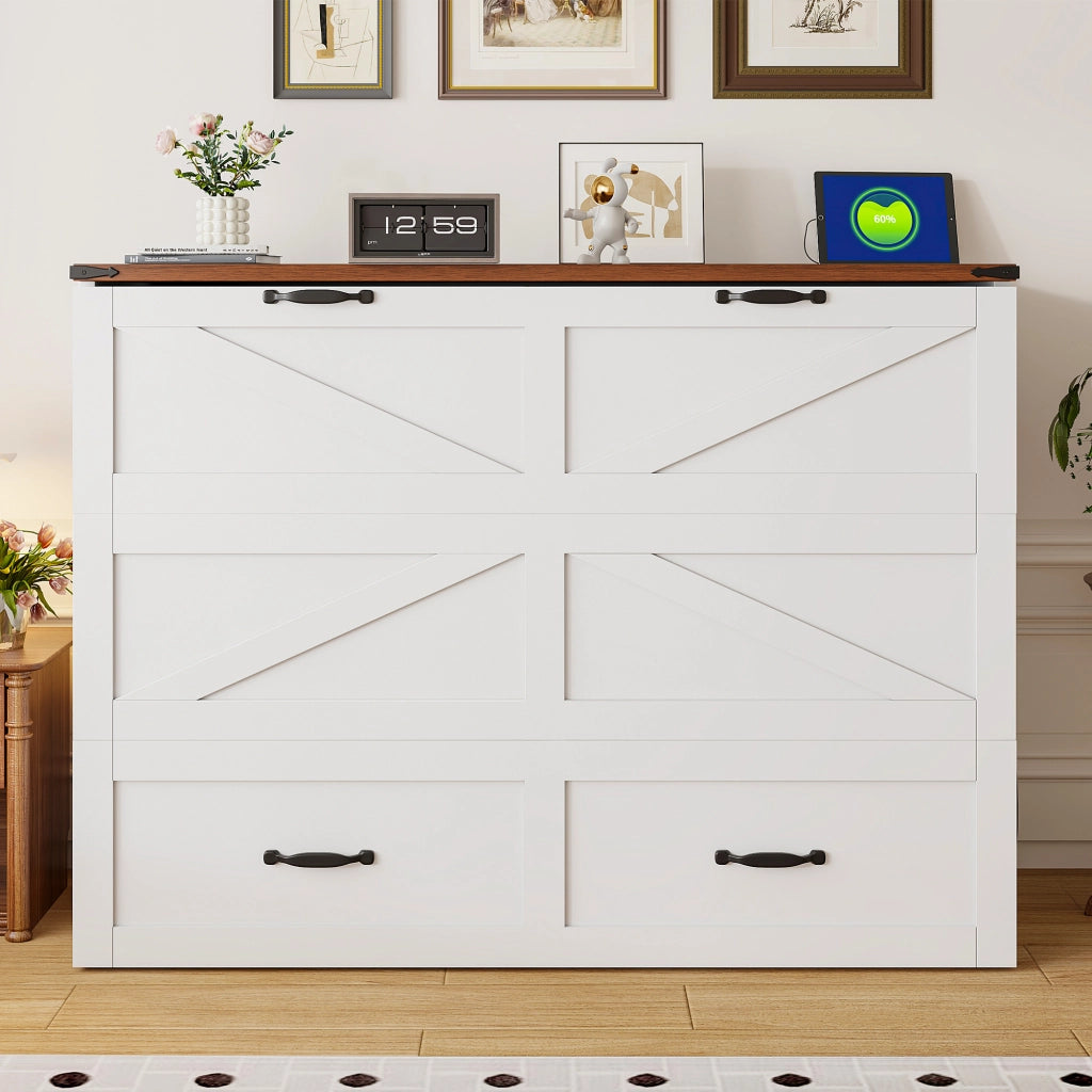 LETTO a scomparsa 140x200 cm Legno e metallo Bianco