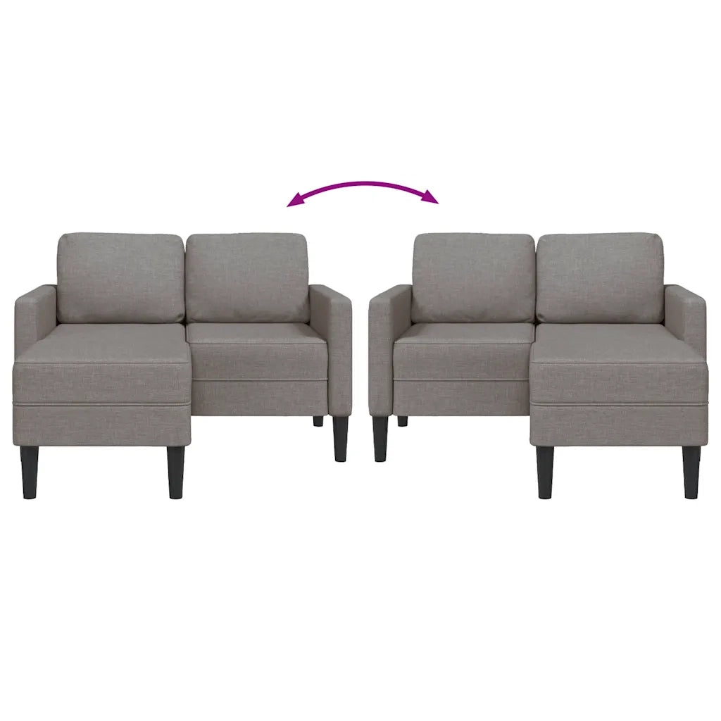 Divano 2 Posti con Chaise a L Tortora 125 cm in Tessuto 4107064