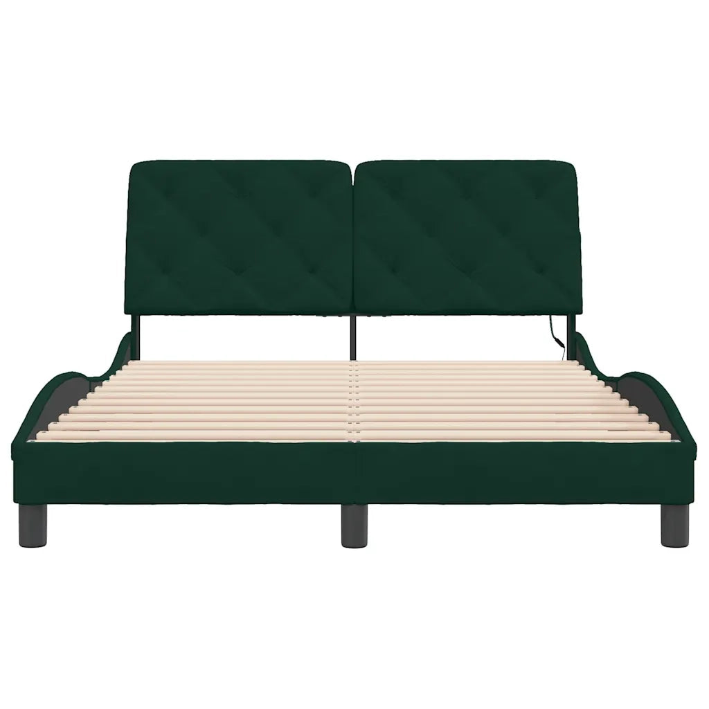 Giroletto con LED senza Materasso Verde Scuro 120x200 cm in Velluto 3213846
