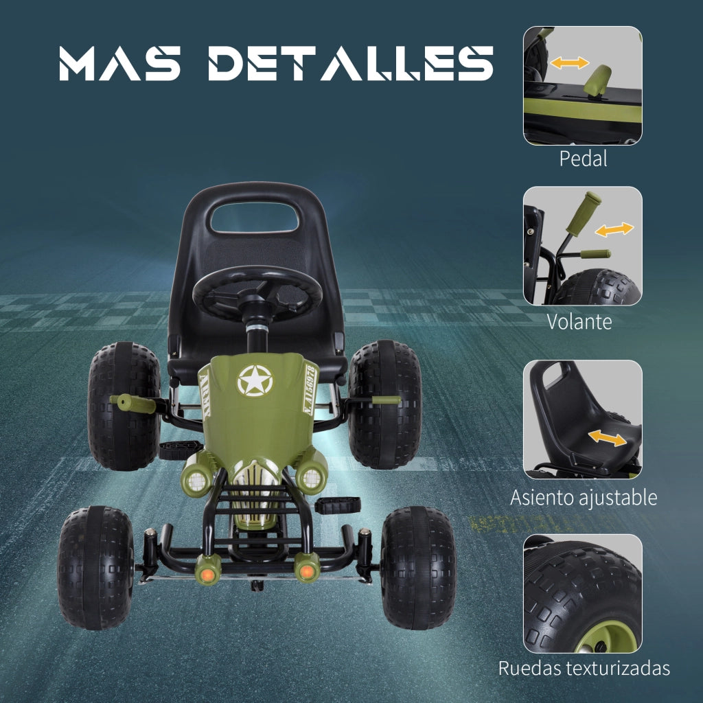Go Kart Pedali per Bambini ¨C Zephmum ¨C Nero e Verde 99x65x56cm