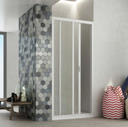 Box Porta Doccia Acrilico 2.2 MM 1 Lato Apertura Scorrevole Telaio PVC Bianco - Misura 90-100 x 185h 