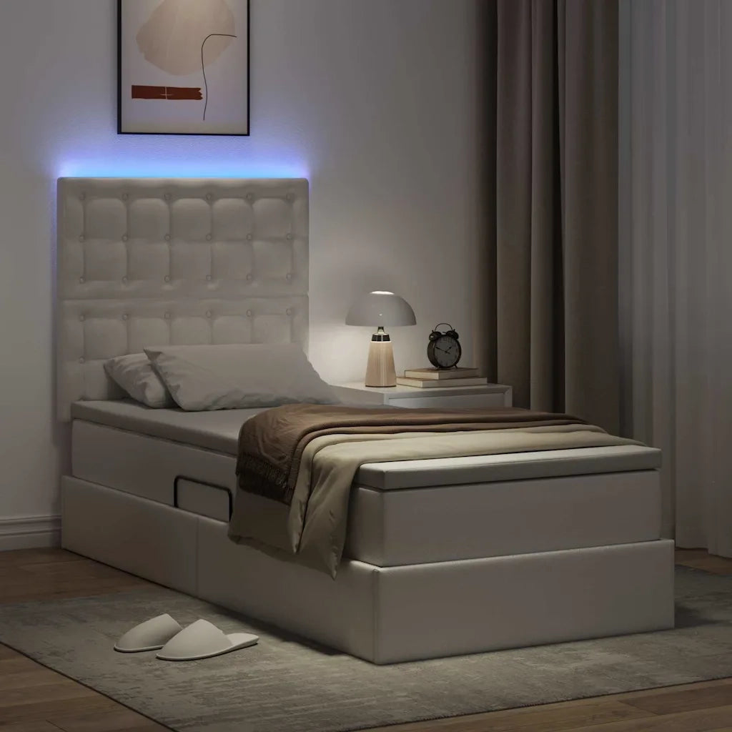 Letto con contenitore e LED con led Bianco Puro 90 x 200 cm